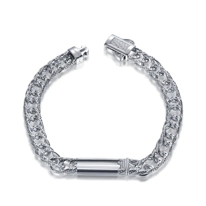 Wholesale Silver Curb Link Chain Bar Personalized Bangle Bracelet