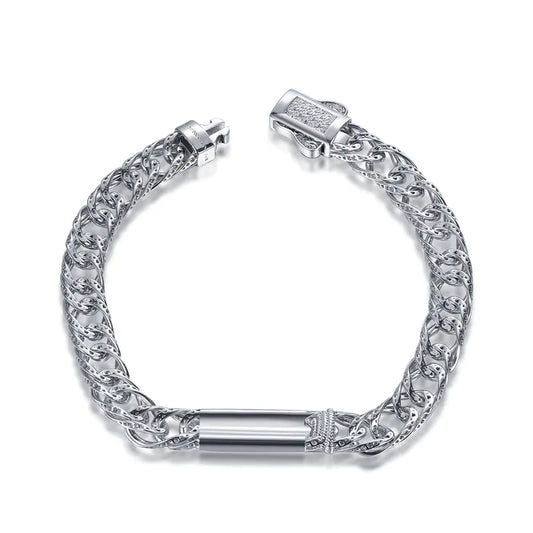 Wholesale Silver Curb Link Chain Bar Personalized Bangle Bracelet