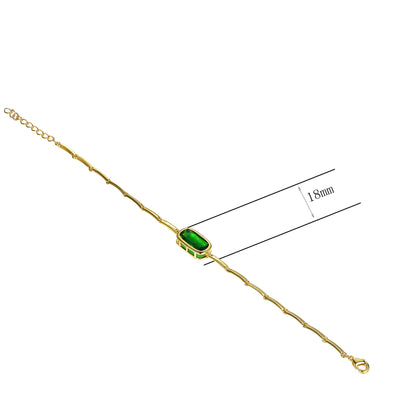 Wholesale Silver Curved Line Lab Created Emerald Bracelet​