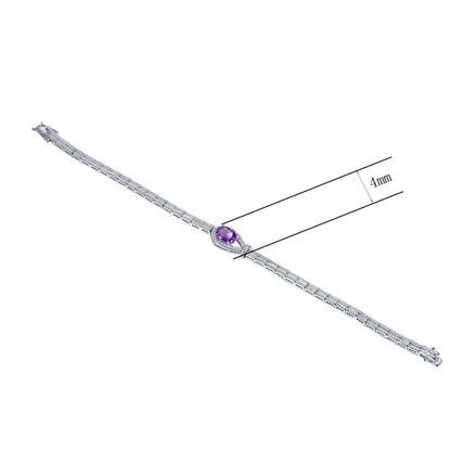 Wholesale Silver Double Chain Oval Purple Gemstone Bracelet