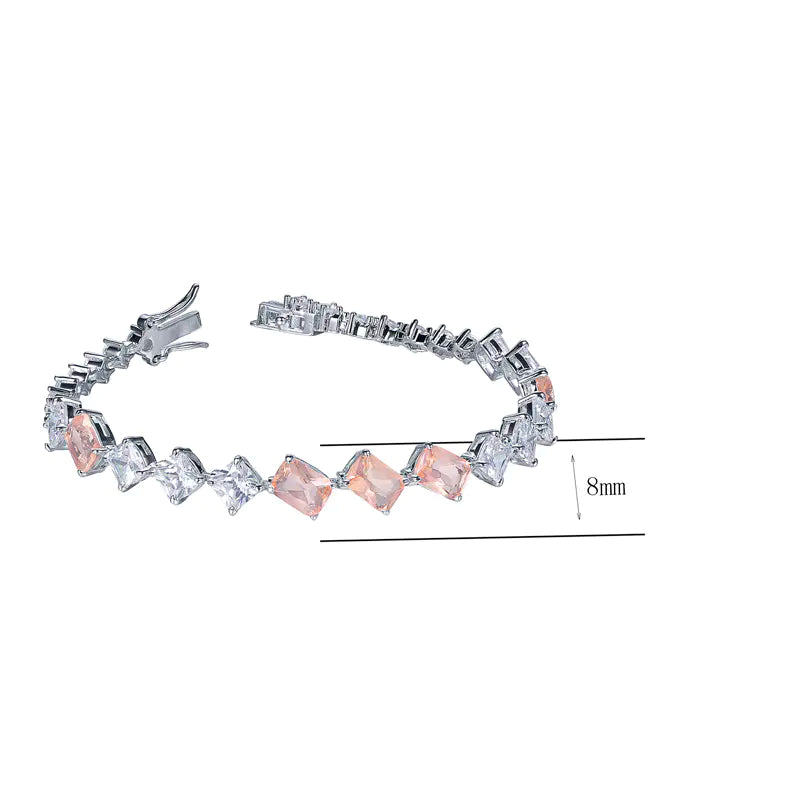 Wholesale Silver Dual Color Gemstone Tennis Bracelets