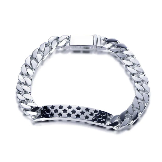 Wholesale Silver Enamel Cuban Link Star Bar Personalized Bangle Bracelets​