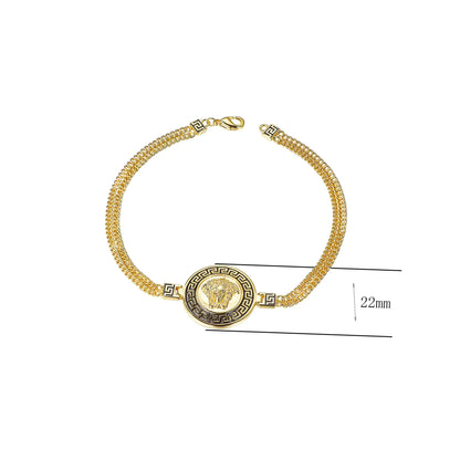 Wholesale Silver Enamel Egyptian Medusa Chain Bracelet​