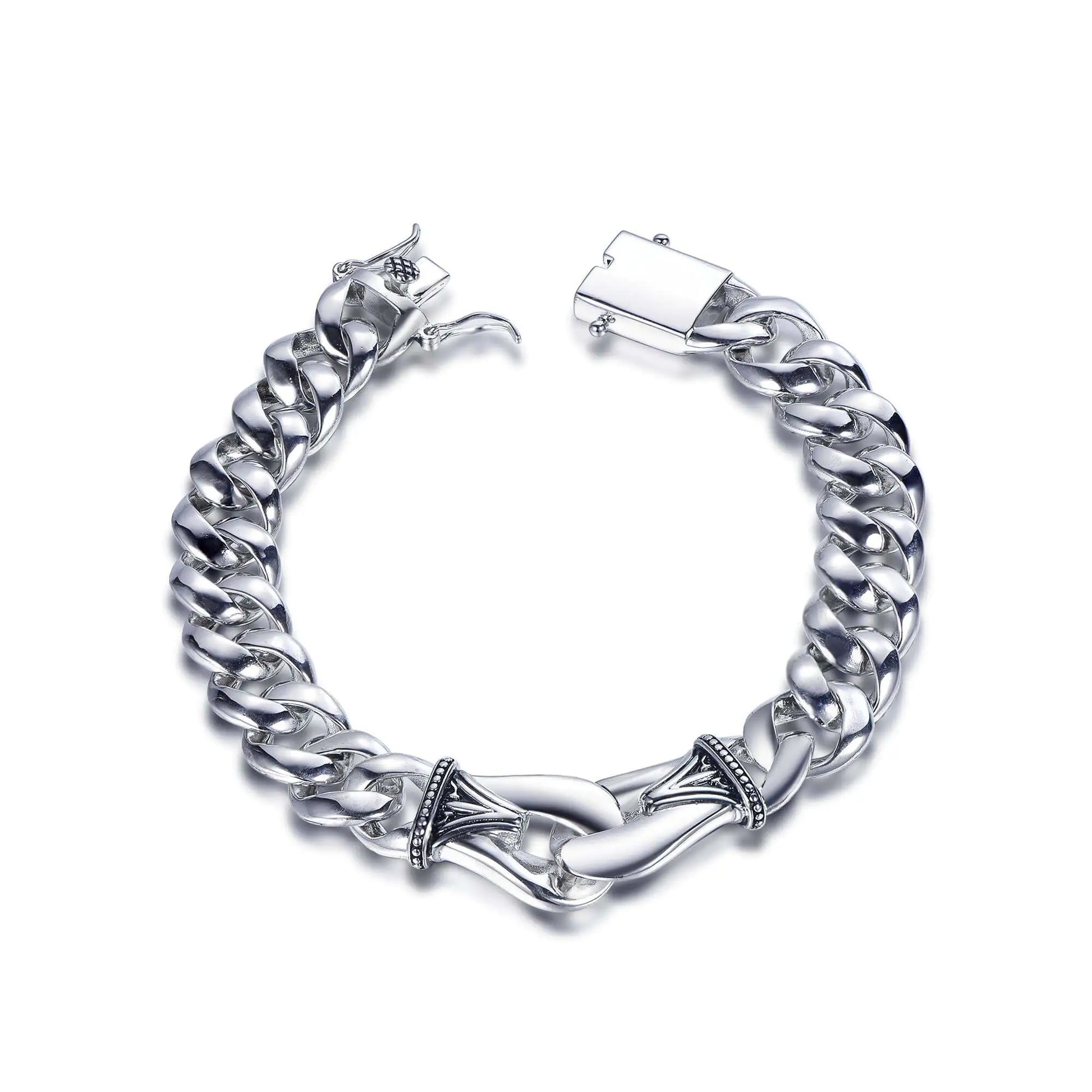 Wholesale Silver Enamel Polished Cuban Curb Chunky Link Bracelet