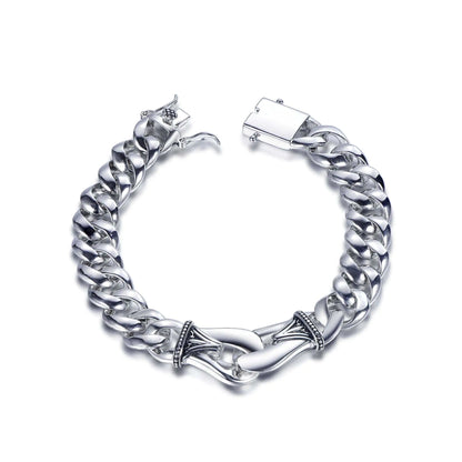 Wholesale Silver Enamel Polished Cuban Curb Chunky Link Bracelet