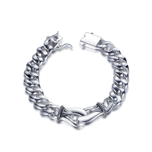 Wholesale Silver Enamel Polished Cuban Curb Chunky Link Bracelet