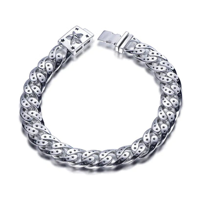 Wholesale Silver Enamel Printing Star Personalized Chunky Curb Link Bracelet