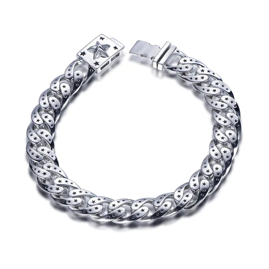 Wholesale Silver Enamel Printing Star Personalized Chunky Curb Link Bracelet