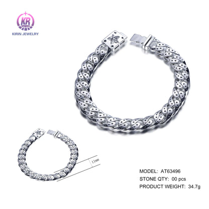 Wholesale Silver Enamel Printing Star Personalized Chunky Curb Link Bracelet for Women