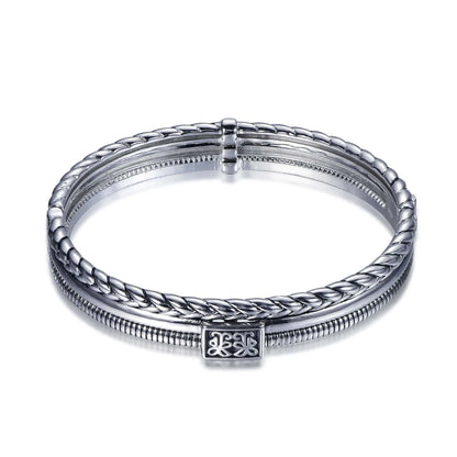 Wholesale Silver Enamel Rope Twist Traditional Ethnic Minimalist Bangle