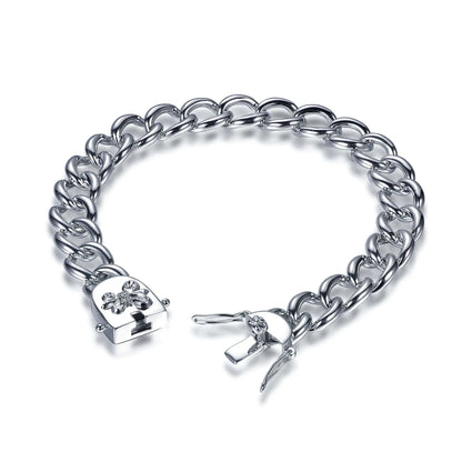 Wholesale Silver Enamel Simple Curb Line Cuban Tennis Bracelet​