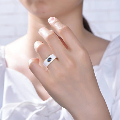 Wholesale Silver Engagement Lab Created Sapphire Ring for Women