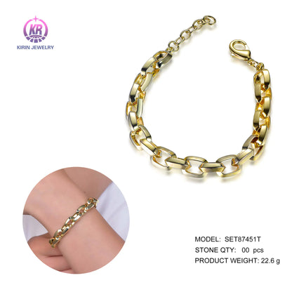 Wholesale Silver Gold Plated Adjustable Angular Link Chunky Chain Bracelet​ for Women