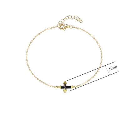 Wholesale Silver Gold Plated Adjustable Black Cross Bracelet