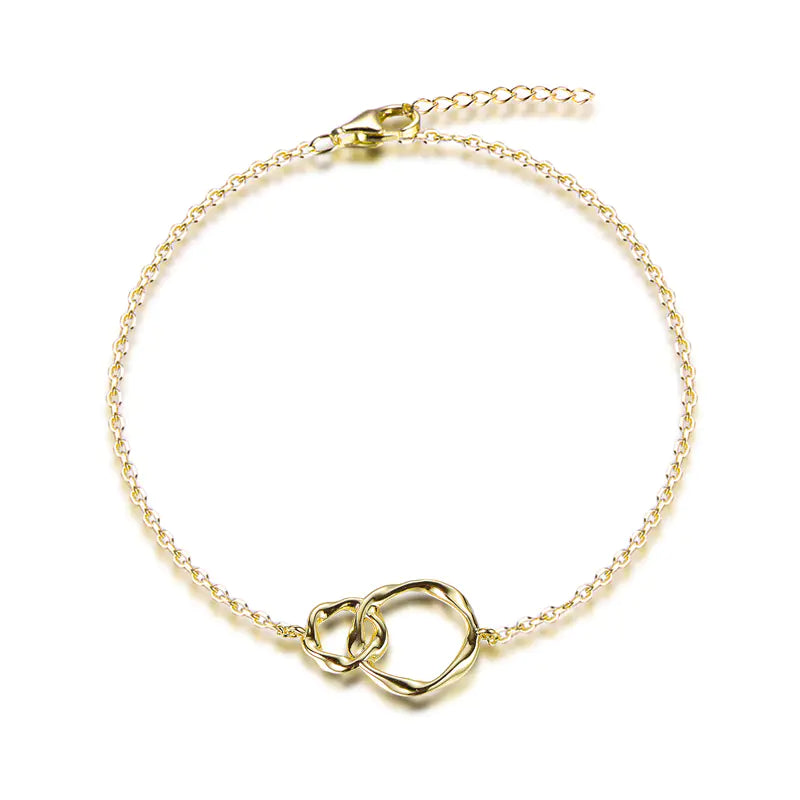 Wholesale Silver Gold Plated Adjustable Interlocking Double Circle Bracelet
