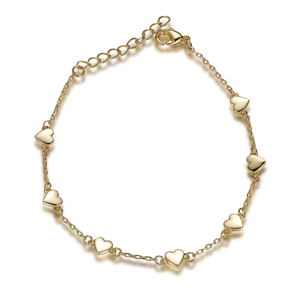 Wholesale Silver Gold Plated Adjustable Line Lobster Clasp Heart Chain Bracelet