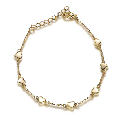 Wholesale Silver Gold Plated Adjustable Line Lobster Clasp Heart Chain Bracelet