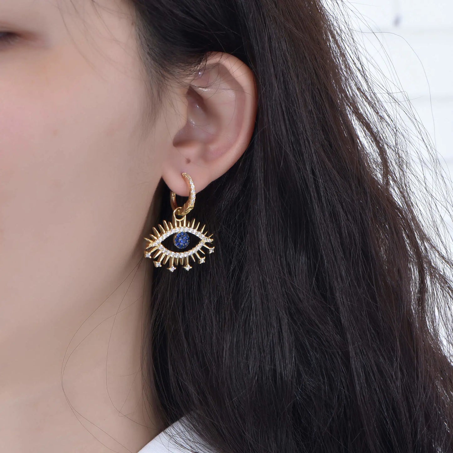 Wholesale Silver Gold Plated Blue Evil Eye Earrings for Women