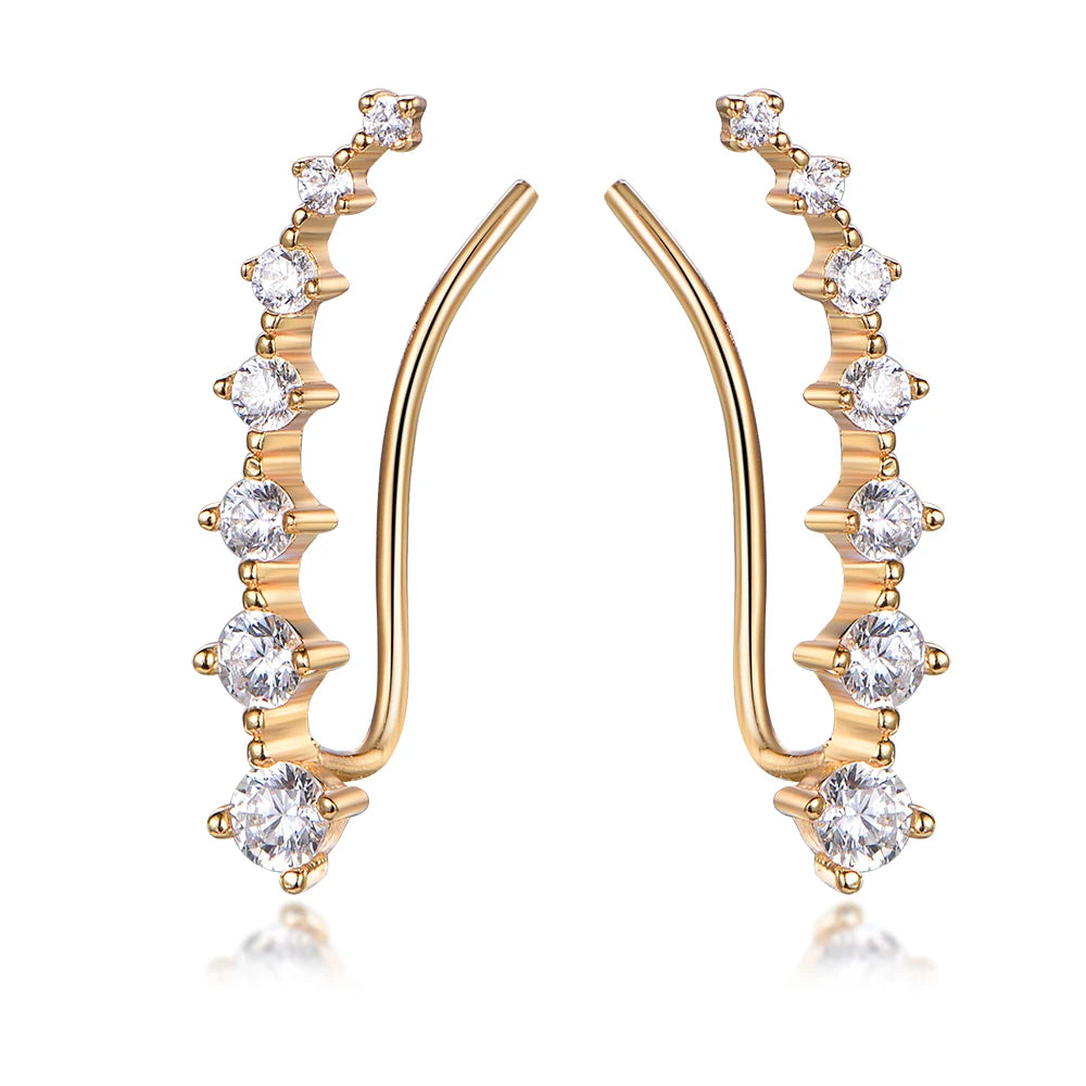 Wholesale Silver Gold Plated CZ 7 Crystals Minimalist Ear Climber Crawler Earrings