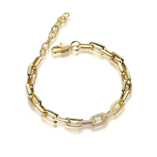 Wholesale Silver Gold Plated CZ Adjustable Chunky Paperclip Bracelet
