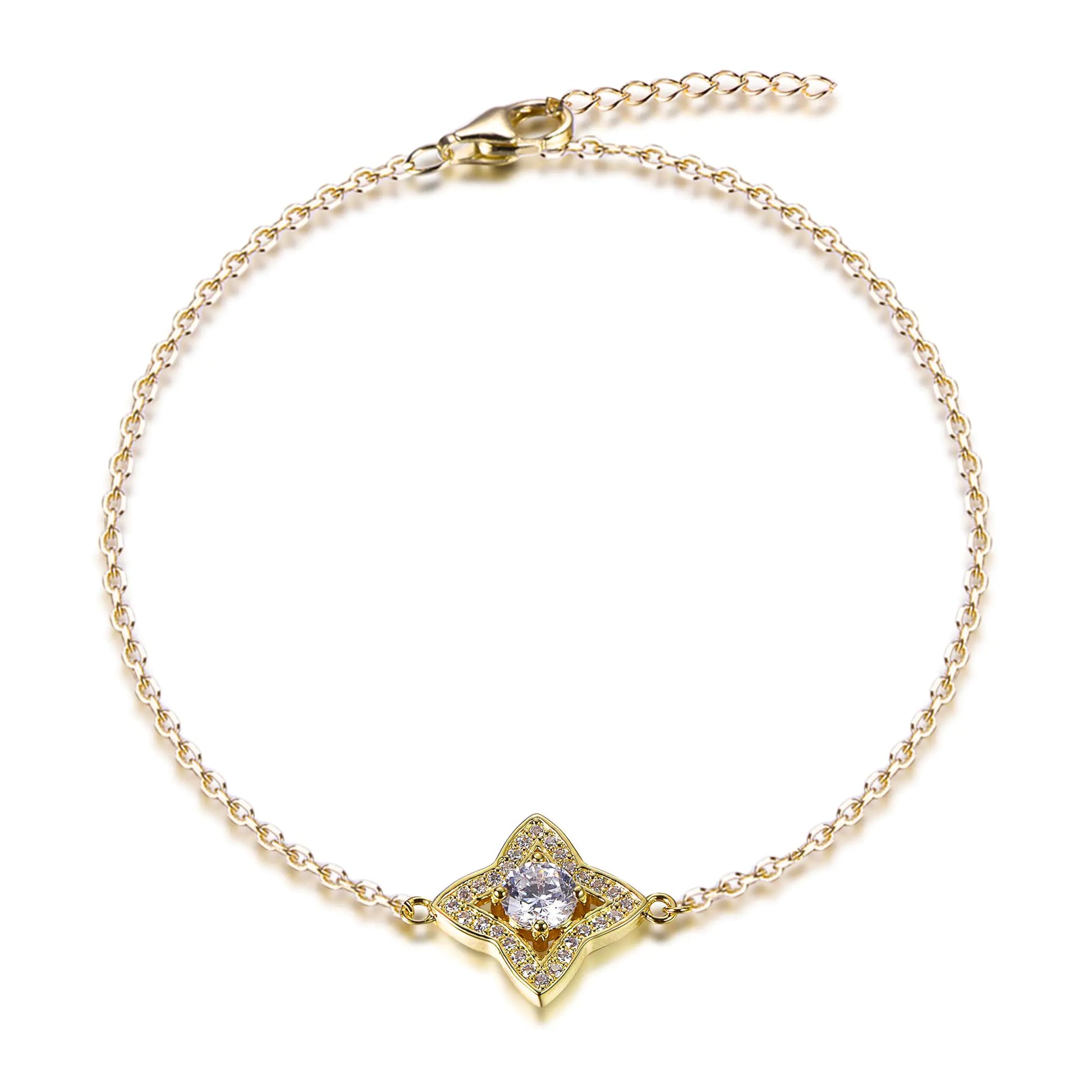 Wholesale Silver Gold Plated CZ Adjustable Lab Created Diamond Star Bracelet​