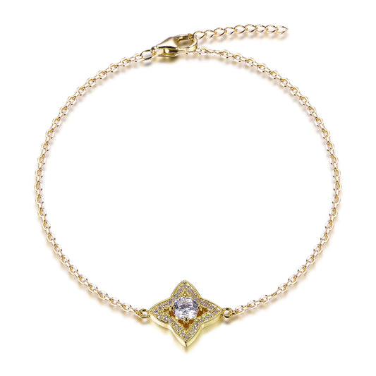 Wholesale Silver Gold Plated CZ Adjustable Lab Created Diamond Star Bracelet​