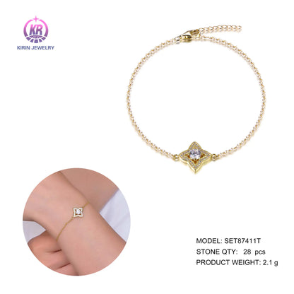Wholesale Silver Gold Plated CZ Adjustable Lab Created Diamond Star Bracelet​ for Women