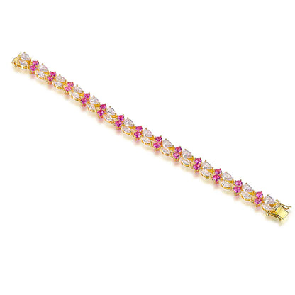 Wholesale Silver Gold Plated CZ & Corundum 2 Row Tennis Bracelet