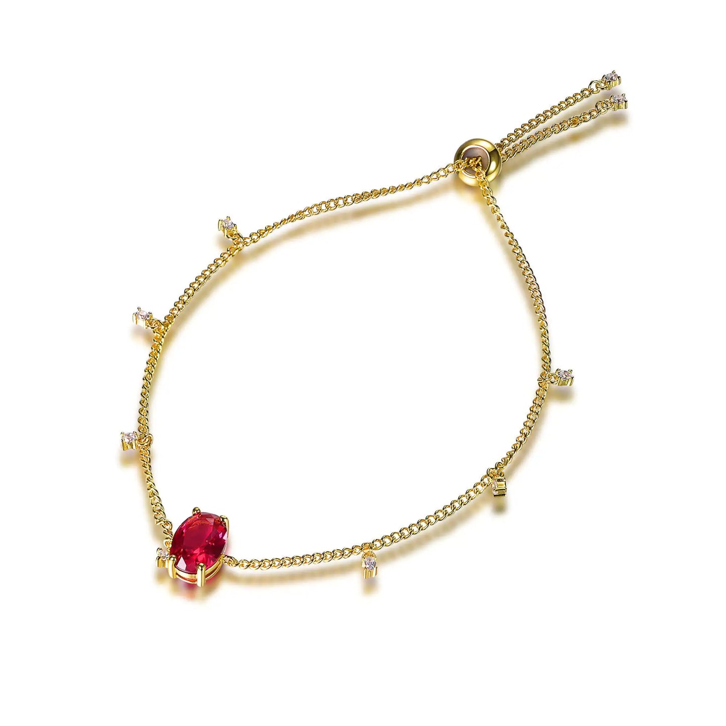 Wholesale Silver Gold Plated CZ & Corundum Lab Created Ruby Bracelet
