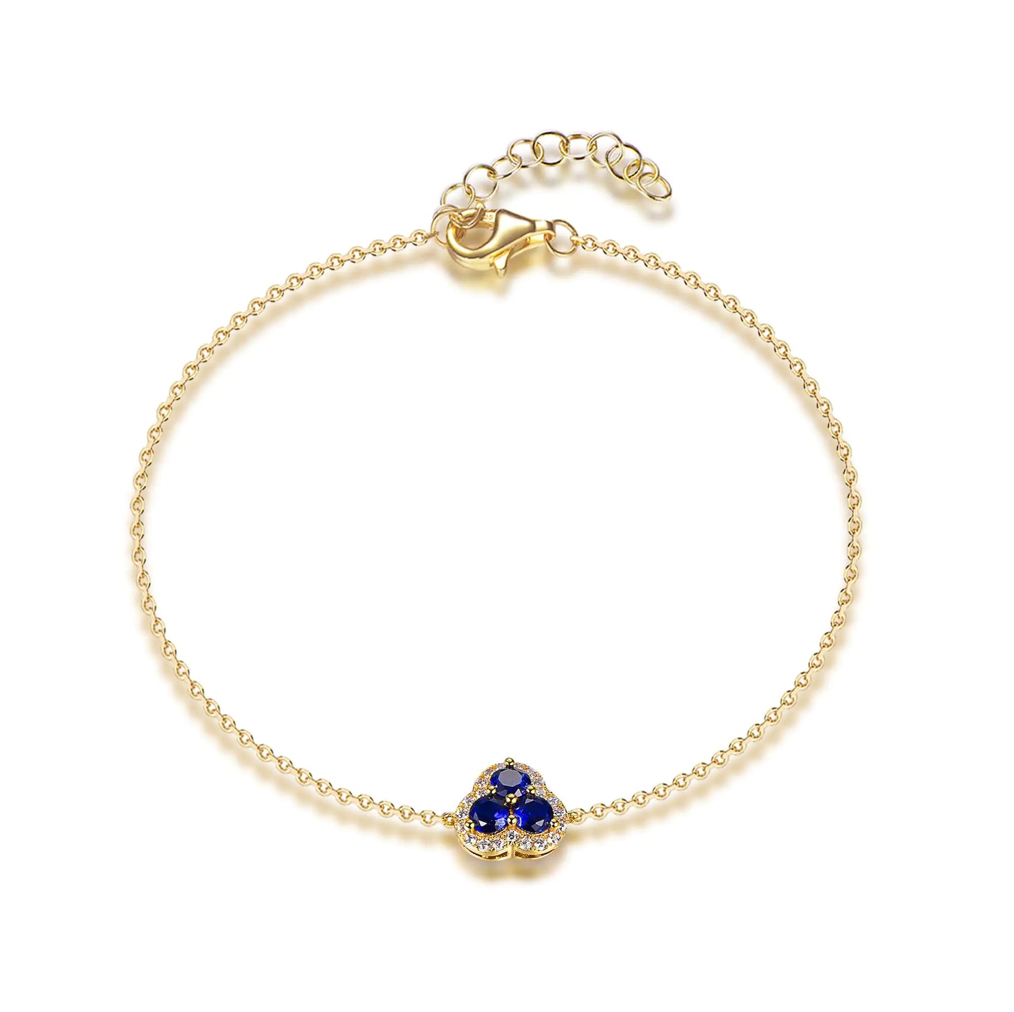 Wholesale Silver Gold Plated CZ & Corundum Lab Sapphire 3 Stone Bracelet