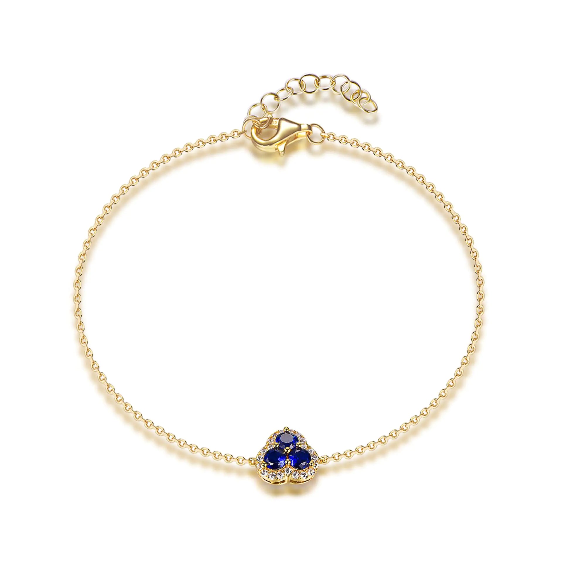 Wholesale Silver Gold Plated CZ & Corundum Lab Sapphire 3 Stone Bracelet
