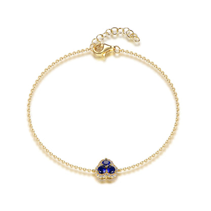 Wholesale Silver Gold Plated CZ & Corundum Lab Sapphire 3 Stone Bracelet