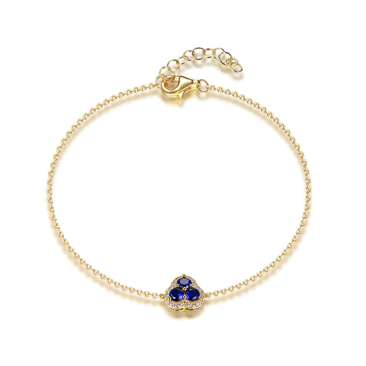 Wholesale Silver Gold Plated CZ & Corundum Lab Sapphire 3 Stone Bracelet