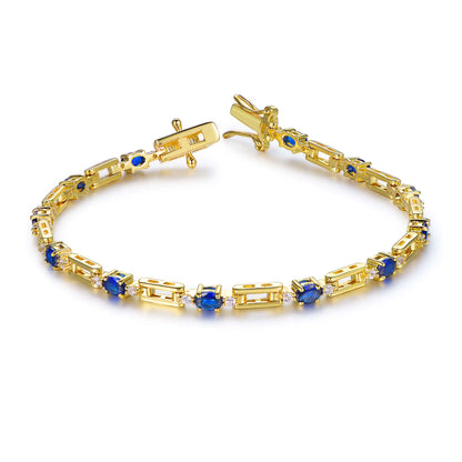 Wholesale Silver Gold Plated CZ & Corundum Lab Sapphire Chain Bracelet