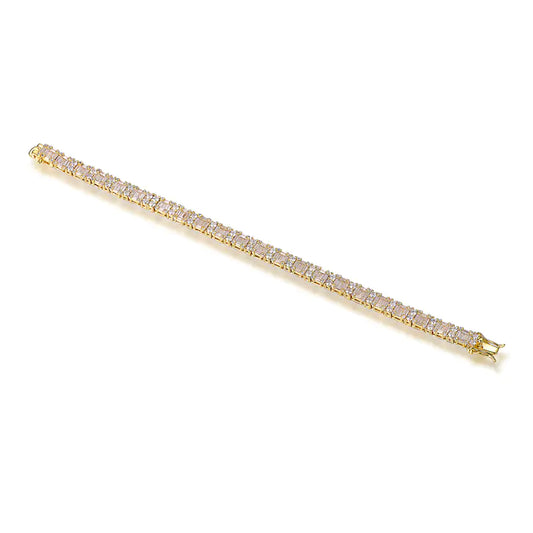 Wholesale Silver Gold Plated CZ Created Diamond Square Tennis Bracelet