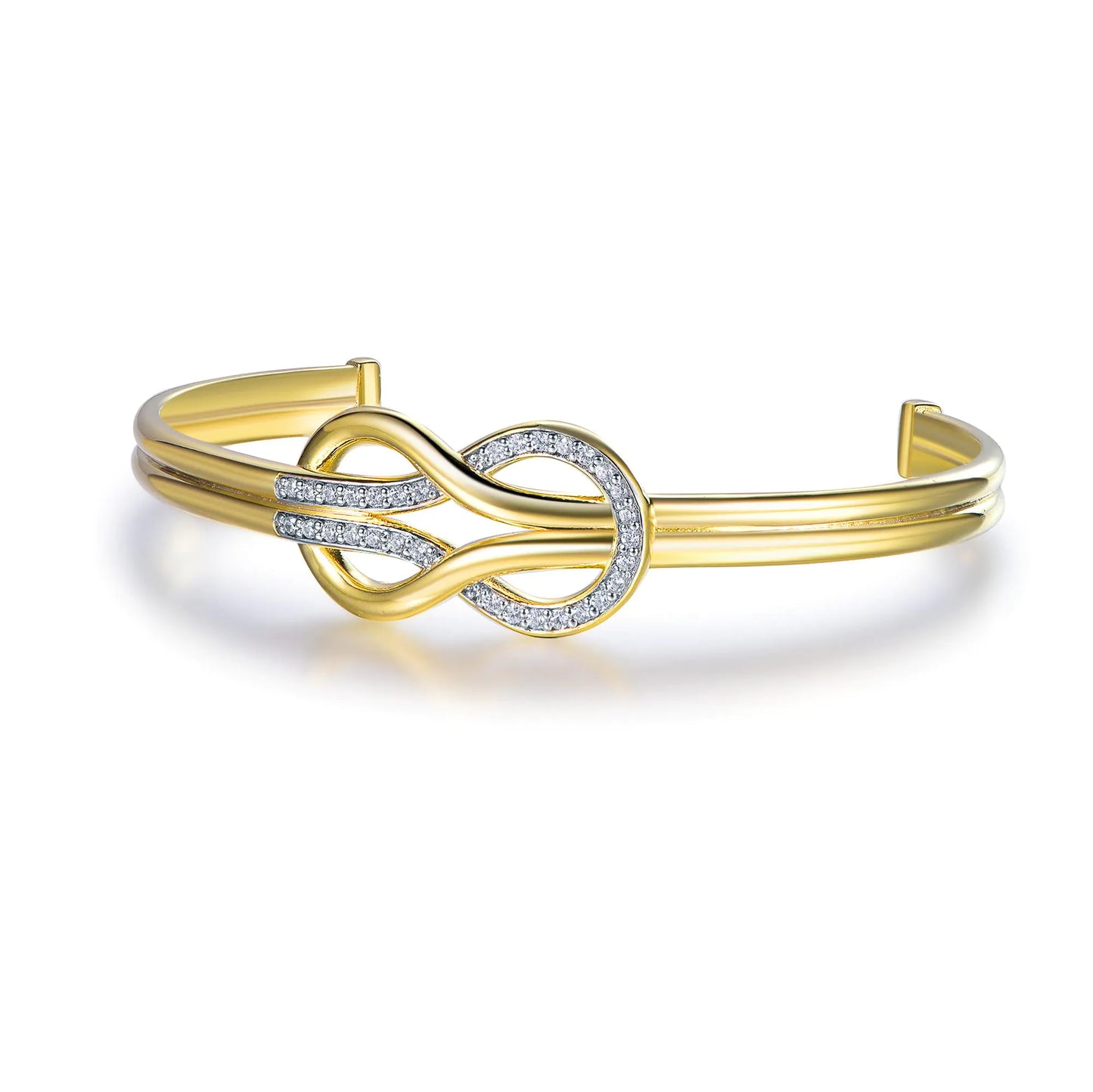 Wholesale Silver Gold Plated CZ Cuff Double Knot Bangle