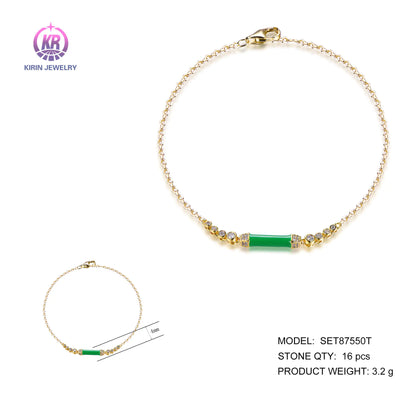 Wholesale Silver Gold Plated CZ & Enamel Adjustable Personalization Bracelet​ for Women