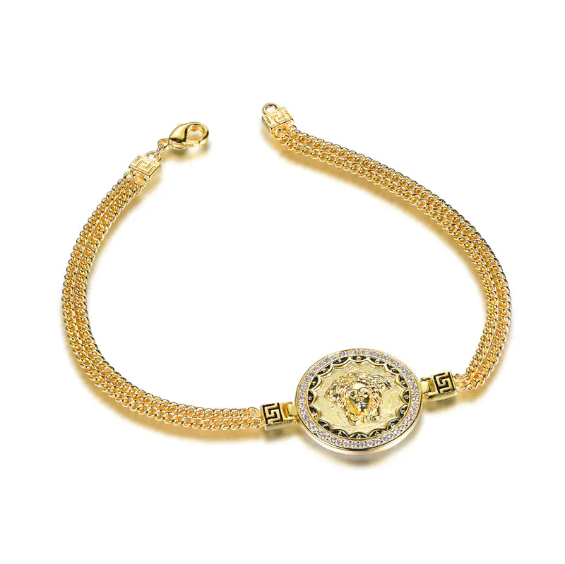 Wholesale Silver Gold Plated CZ & Enamel Medusa Head Bracelet