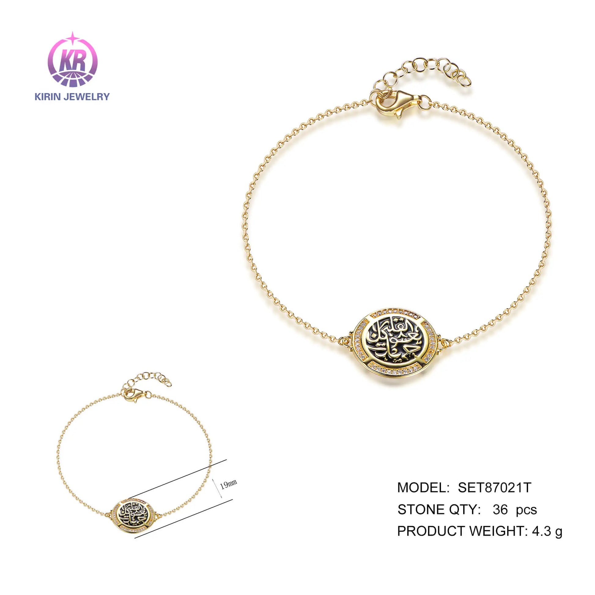 Wholesale Silver Gold Plated CZ & Enamel Personalized Chain Bracelets for Women