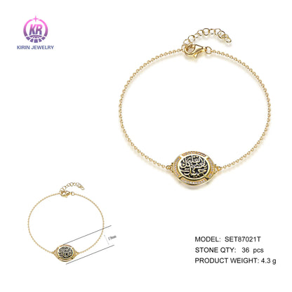 Wholesale Silver Gold Plated CZ & Enamel Personalized Chain Bracelets for Women