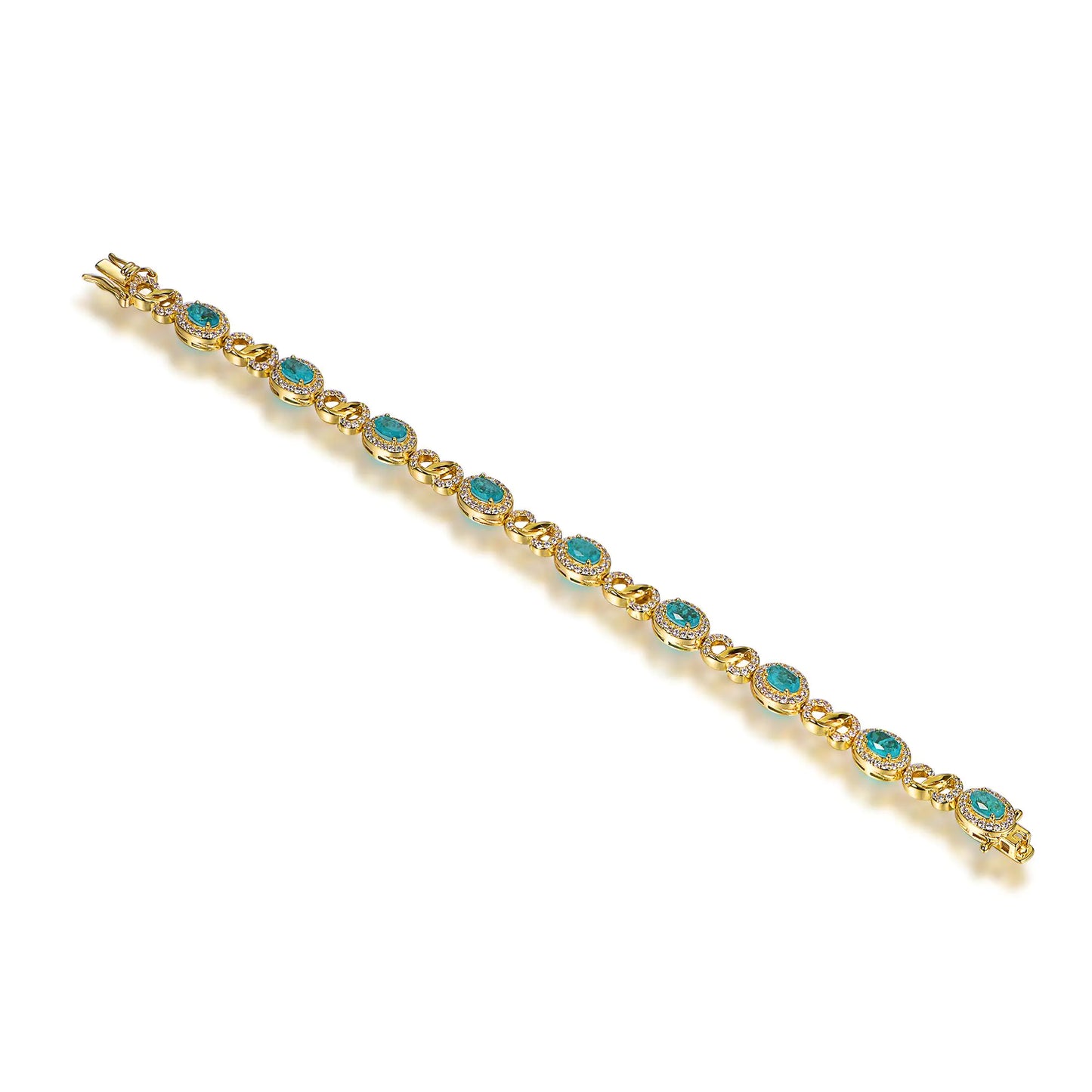 Wholesale Silver Gold Plated CZ & Glass Oval Created Emerald Tennis Bracelets