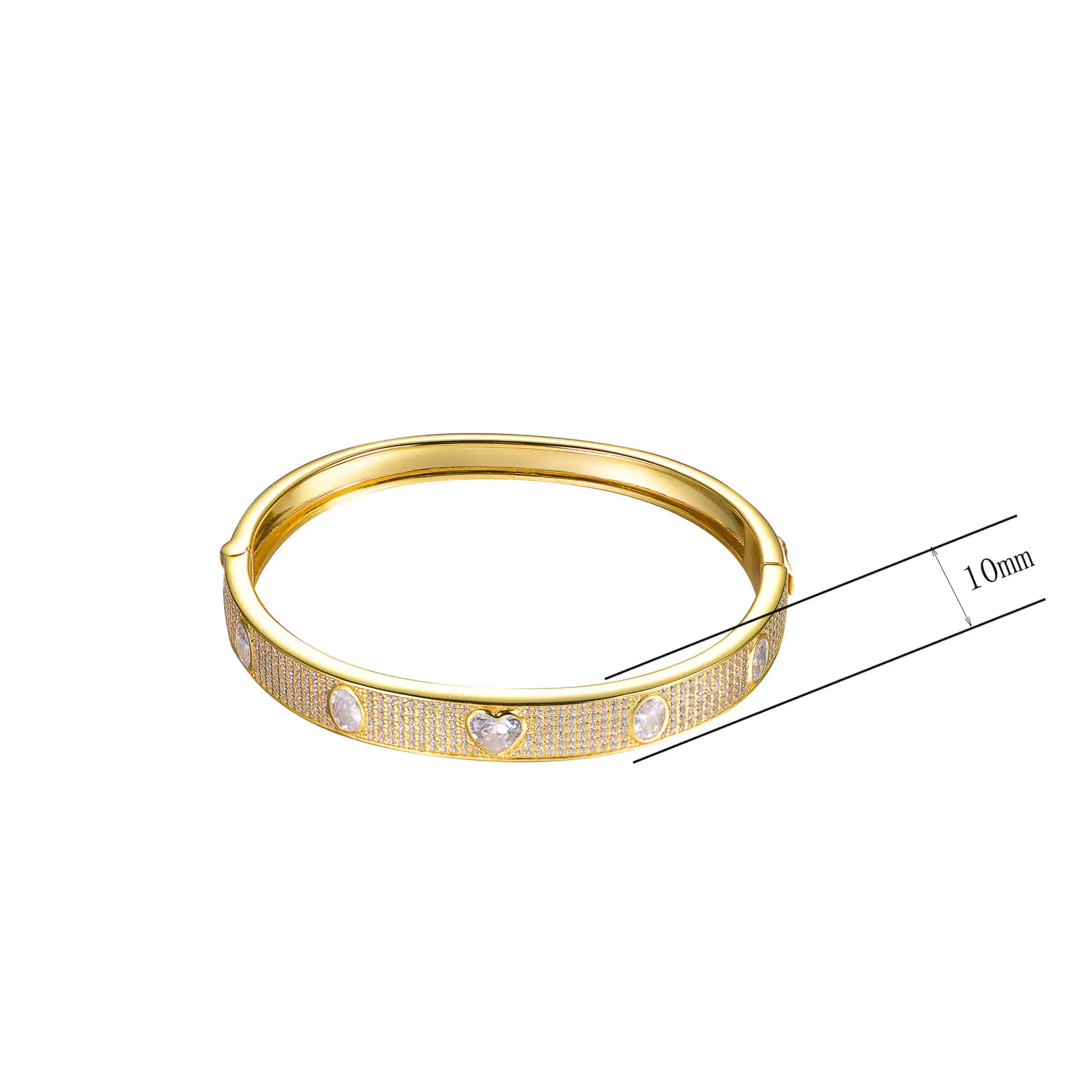 Wholesale Silver Gold Plated CZ Heart Diamond Bangle