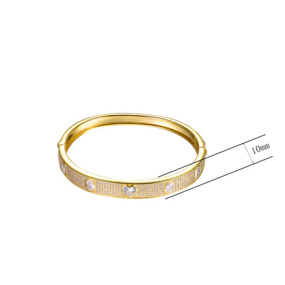 Wholesale Silver Gold Plated CZ Heart Diamond Bangle