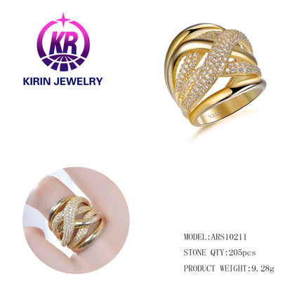 Wholesale Silver Gold Plated CZ Highway Multi Strand Crisscross Ring Designs for Women
