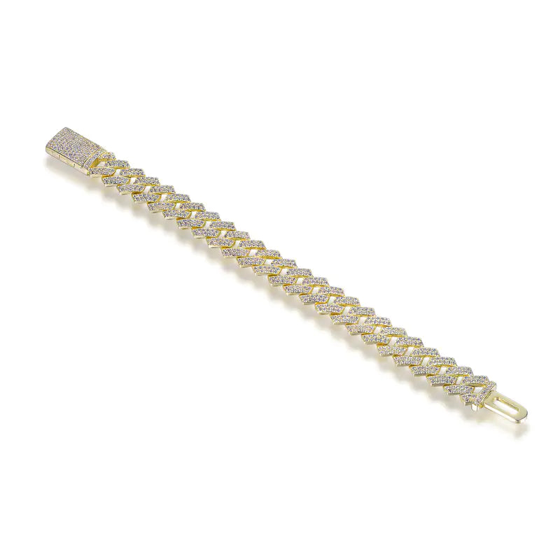 Wholesale Silver Gold Plated CZ Iced Out Diamond Chain Cuban Link Bracelets