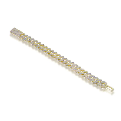 Wholesale Silver Gold Plated CZ Iced Out Diamond Chain Cuban Link Bracelets