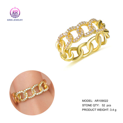 Wholesale Silver Gold Plated CZ Iced Out Personalized Interlocking Ring Jewelry for Women