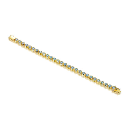 Wholesale Silver Gold Plated CZ Lab Created Sapphire Bezel Set Tennis Bracelet​ 