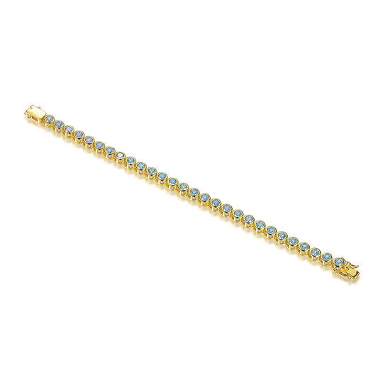 Wholesale Silver Gold Plated CZ Lab Created Sapphire Bezel Set Tennis Bracelet​ 