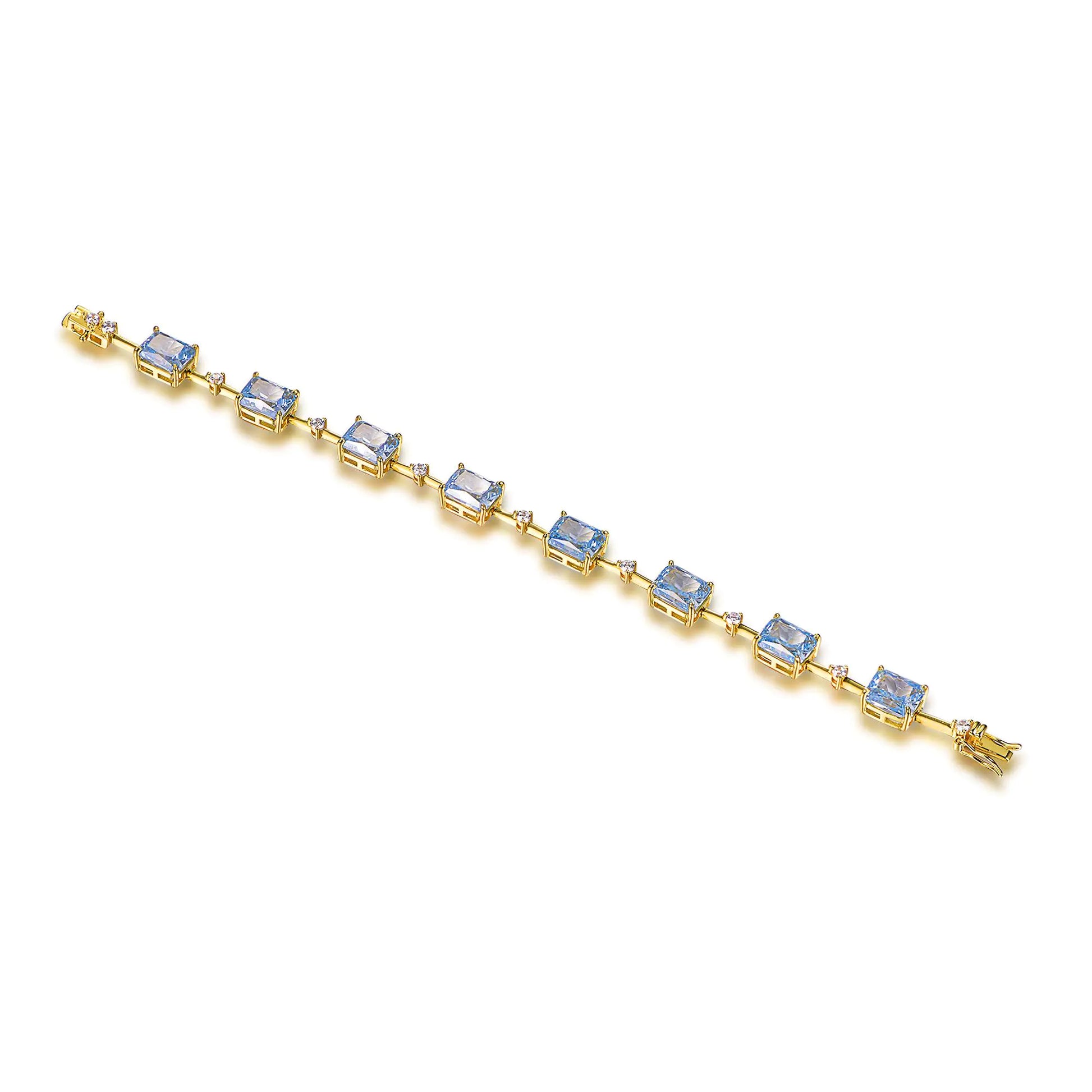 Wholesale Silver Gold Plated CZ Light Blue Gemstone Simple Dainty Bracelets